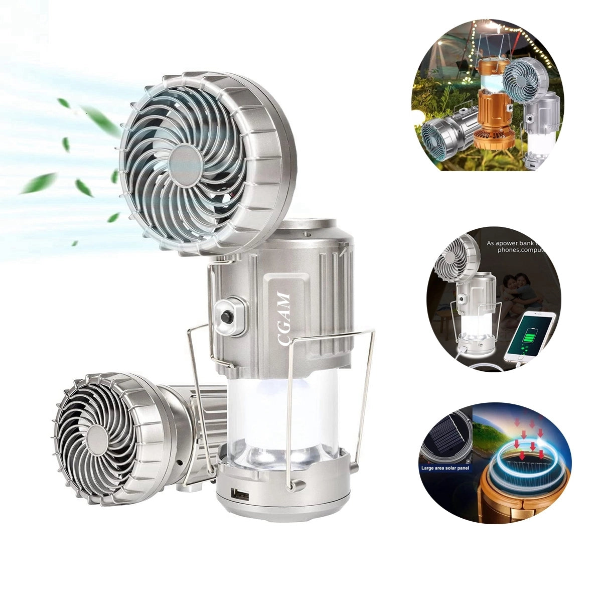 LumiFan SOLAR 3en1  (Lámpara+ Ventilador+ Cargador Portátil)