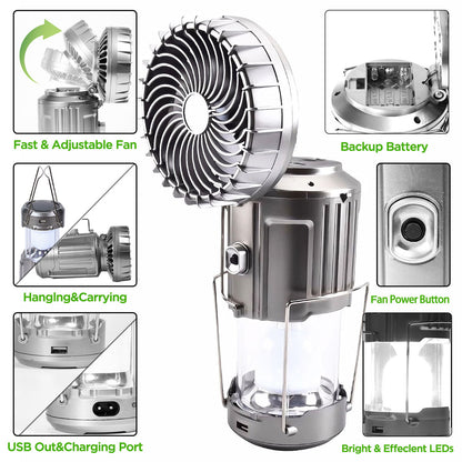 LumiFan SOLAR 3en1  (Lámpara+ Ventilador+ Cargador Portátil)